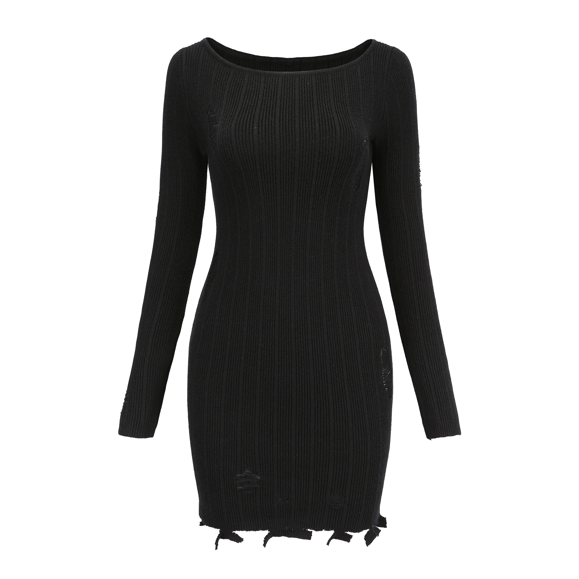 SZ60176-2 Blue Knit Mini Sweater Dress